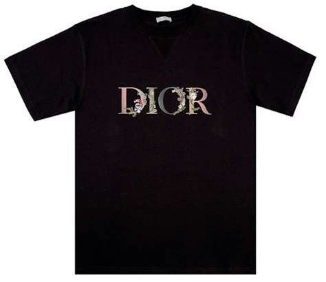 black t shirt dior|Dior embroidered t shirt.